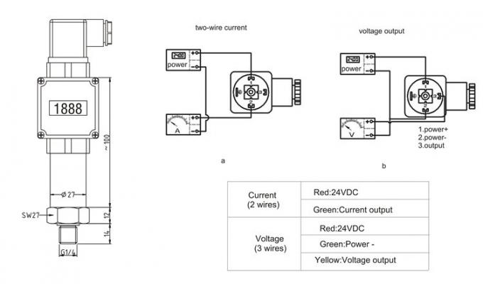 Transmissor de pressão hidráulica digital industrial compacto de 24VDC para leituras precisas 1
