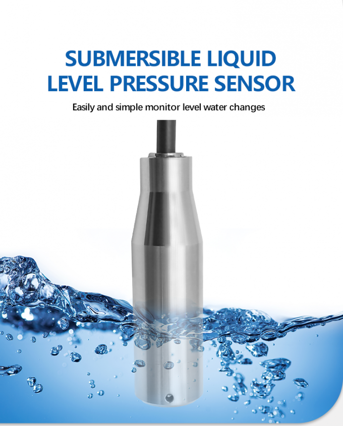 Sensor de nível de água submersível de 4-20mA para medição do nível de água e óleo Temperatura de trabalho -20-80C Interface RS485 IIC 0