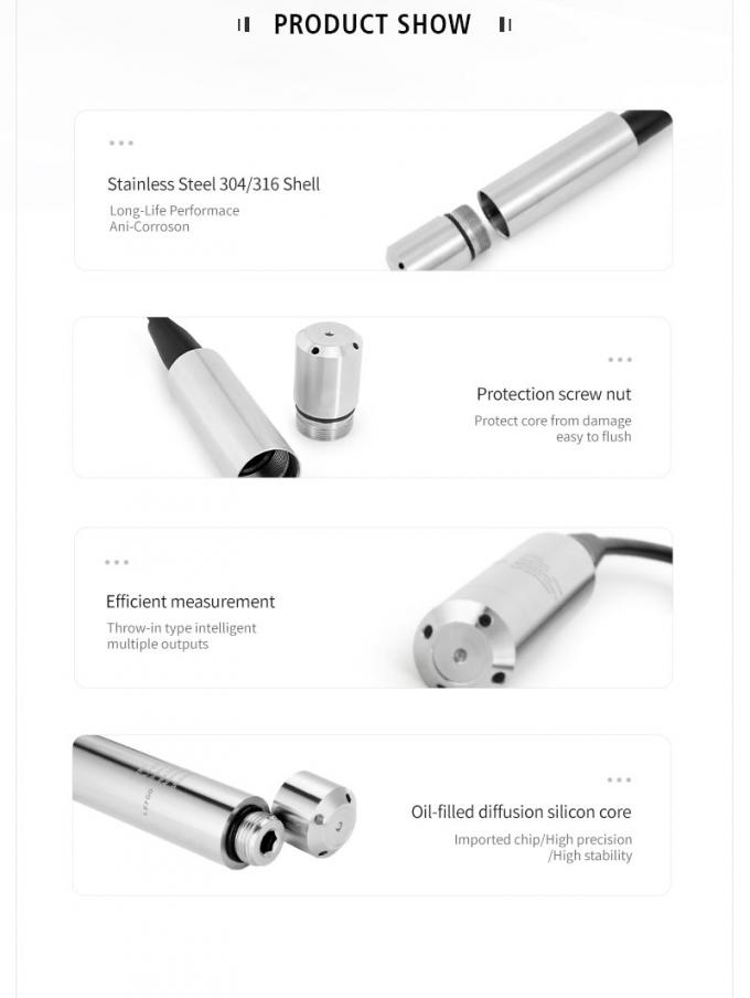 Rujia 4-20ma Sensor de Nível de Líquido Submersível Indicador Transmissor Sensores de Nível de Água Hidrostática para Tratamento de Água Residui 2